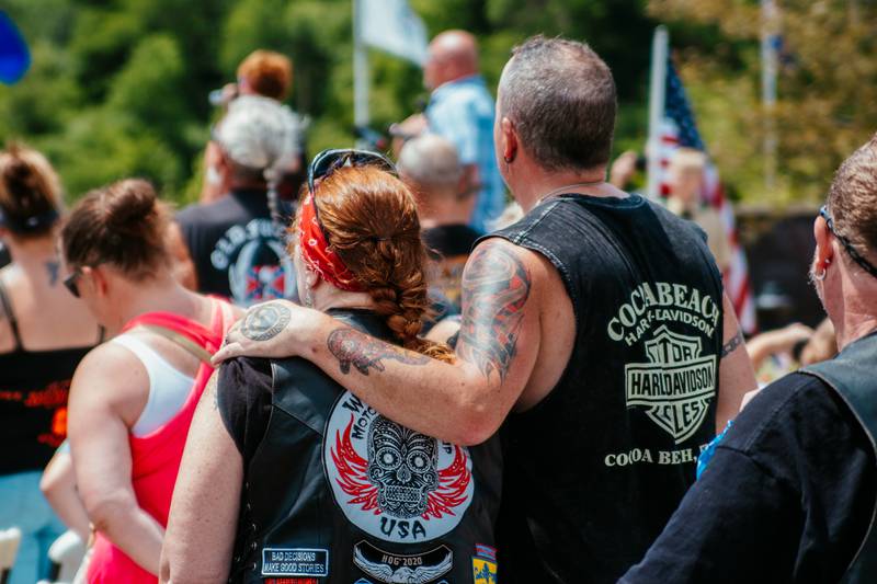 Residents attend the Illinois Motorcycle Freedom Run ceremony on Saturday, June 15, 2024, at the Middle East Conflicts Wall in Marseilles.