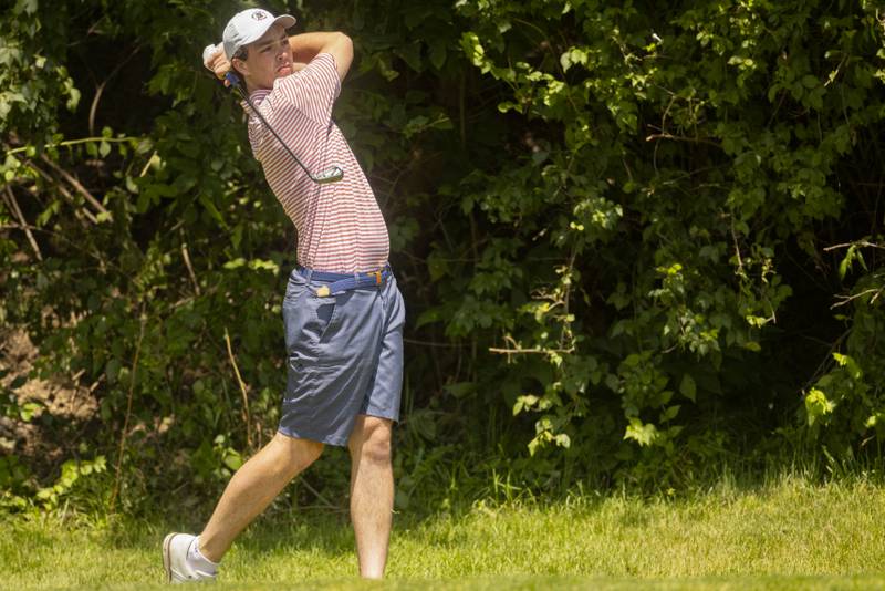 Andrew Stineman tees of the first hole during the final round of the Pine Hills Invitational on June 9, 2024.