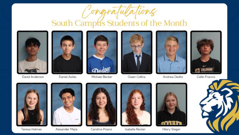 Lyons Township High School South Campus October 2023 Students of  the Month.