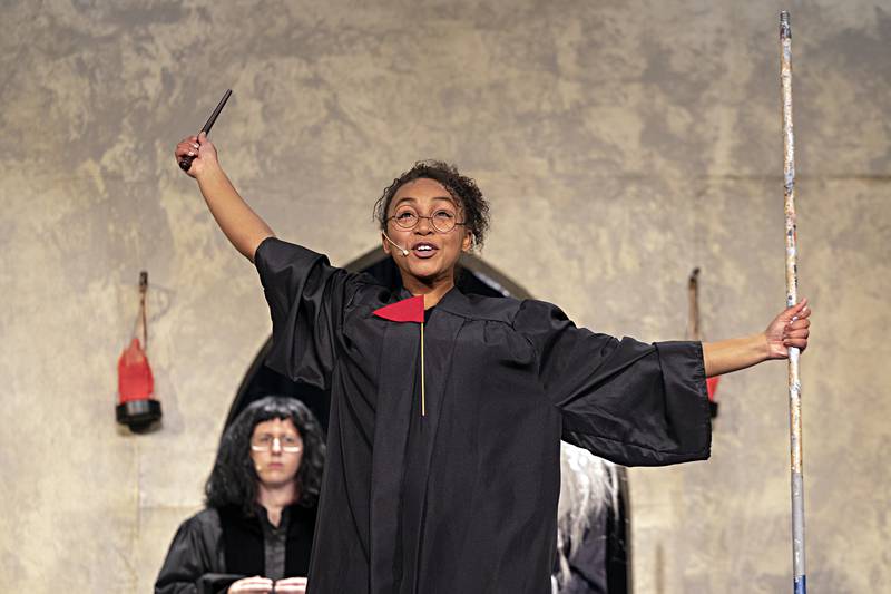 Aryana Collins rehearses her part in ‘Puffs” Wednesday, Nov. 1, 2023 at Dixon High School.