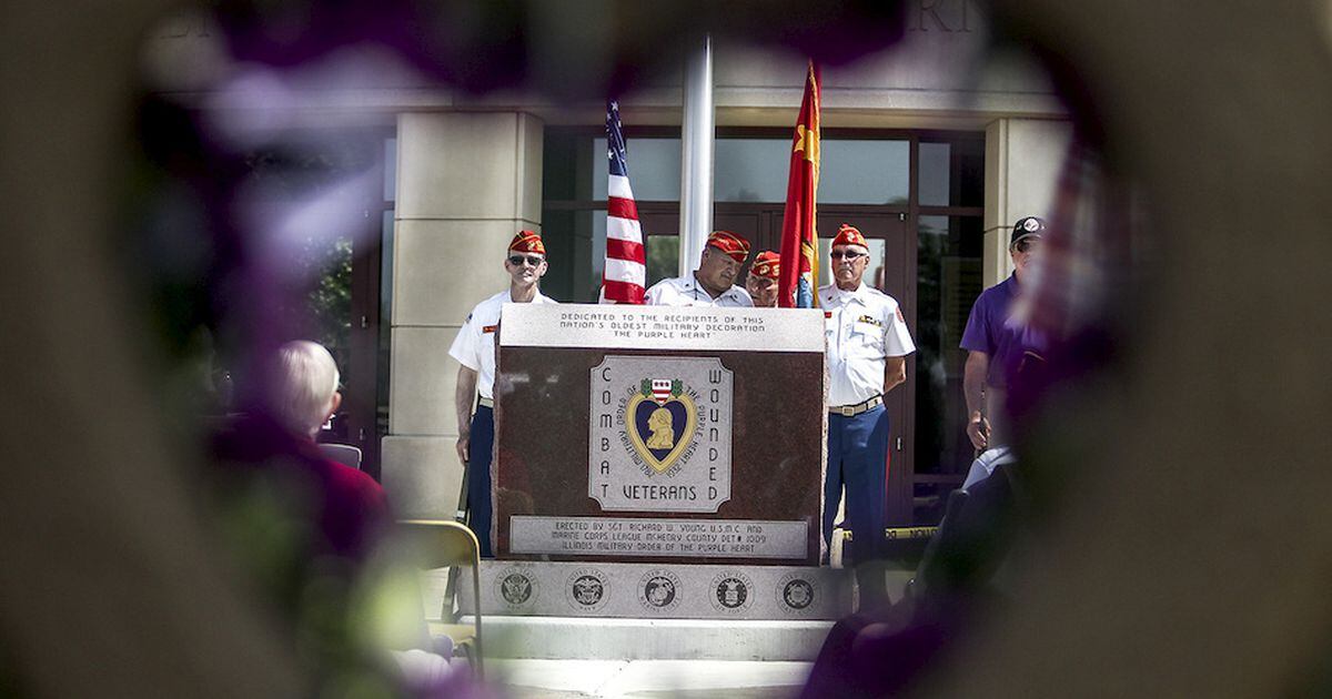 Purple Heart Monument Unveiled On Purple Heart Day Shaw Local 0555