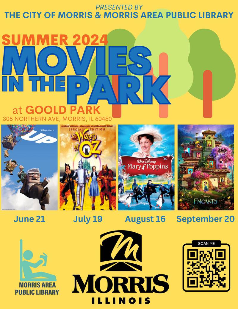 The flyer for the 2024 Movies in the Park series.