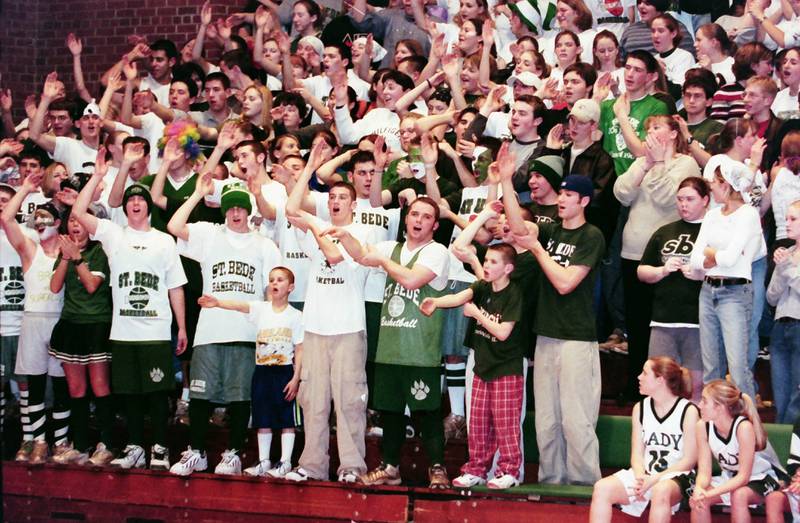 St. Bede fans cheer on the Lady Bruins during the Class 1A Regional final game in 2000.