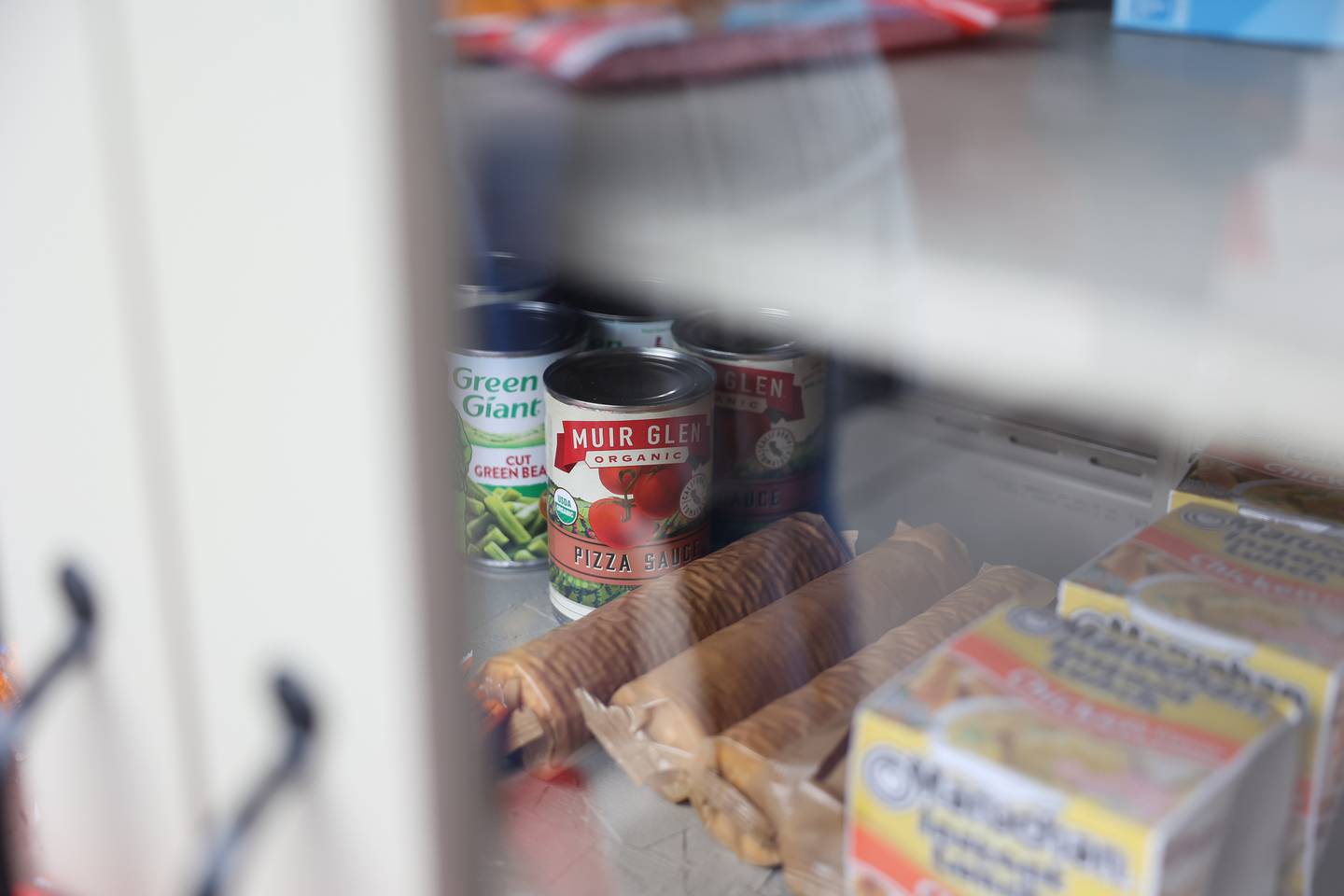 Food is stocked in the micro pantry outside at the Salvation Army Joliet Corps Community Center on Friday Mar. 1st, 2024 in Joliet.