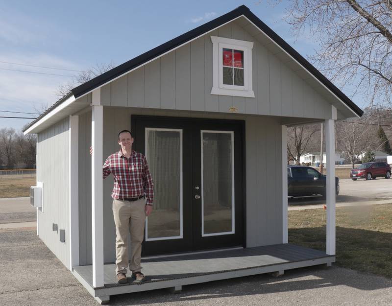 No, this isn't Utica Mayor Dave Stewart's new home. This is the first of the portable retail stalls destined for the Market on Mill, the outdoor retail plaza Utica is developing at the north end of Mill Street. The first of 12 units was delivered Monday, Feb. 26, 2024, to the Utica Village Hall, where it will remain for the time being.