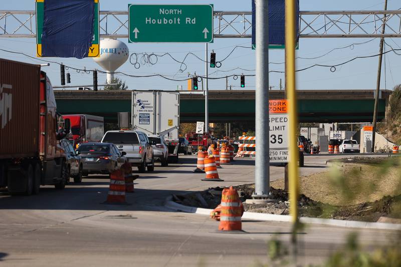 Road work at the Houbolt Road and I-80 interchange continues on Tuesday, Oct. 24 in Joliet.