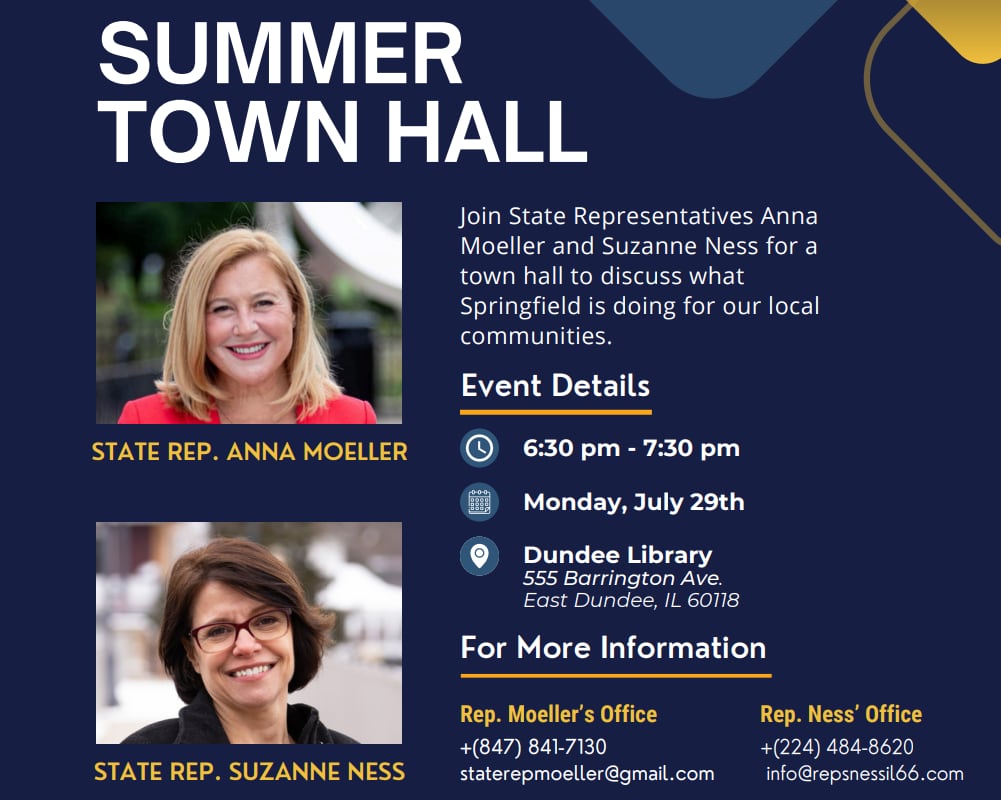 State Reps. Anna Moeller, Suzanne Ness team up for July 29 town hall in East Dundee