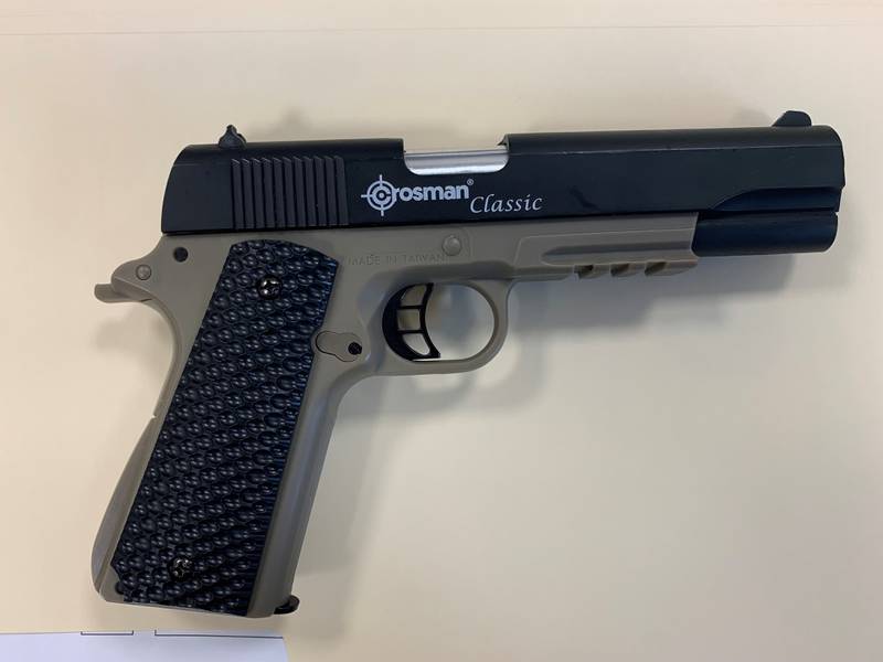 The BB gun brought to Harvard Jr. High School on Wednesday, May 1, 2024, looks very much like a real handgun, according to Chief of Police Tyson Baumann.
