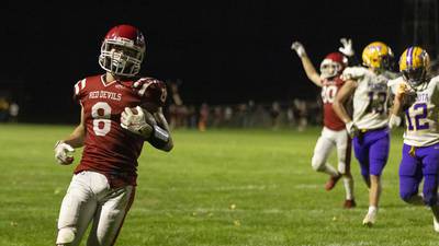 Hall pulls away from Mendota in second half to earn first win