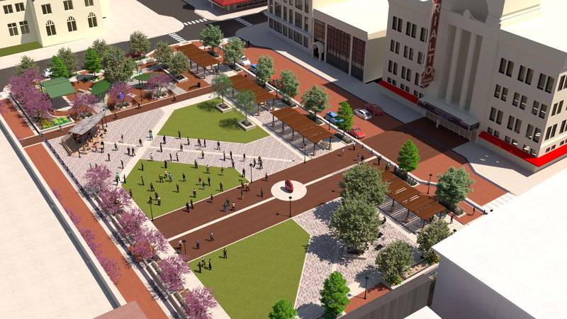 Artist's rendering gives a view of what the future city square in downtown Joliet may look like. June 28,2024