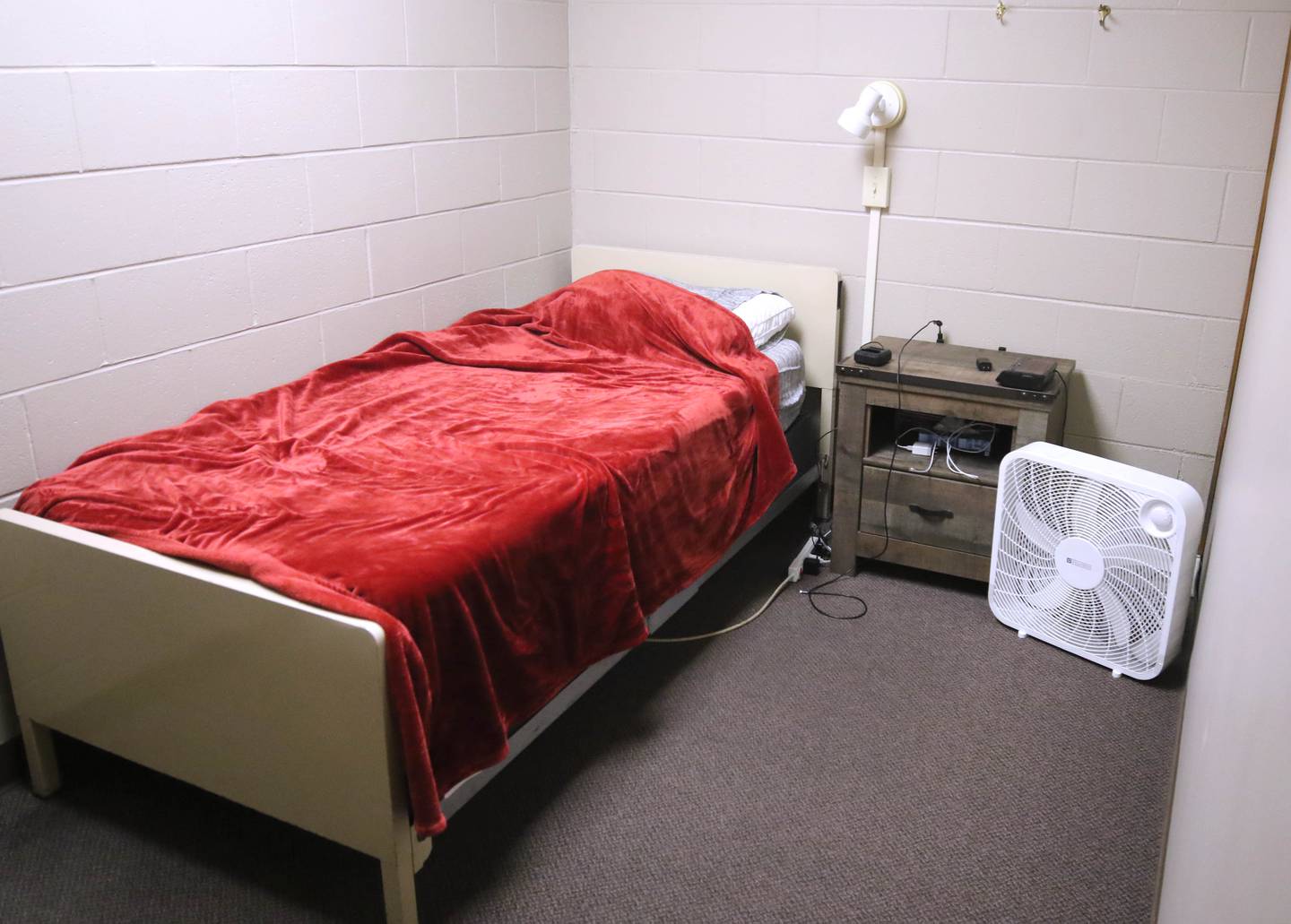 One of the rooms the on duty firefighters can use to sleep in at the DeKalb Fire Department Fire House No. 1.