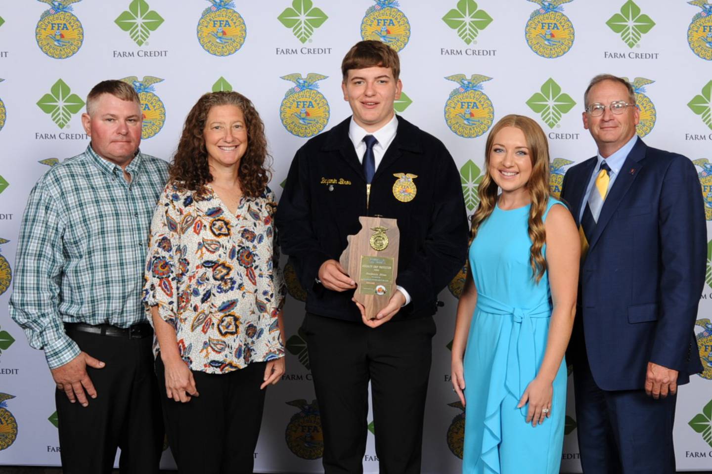 Cash and Sarah Biros, Parent; Benjamin Biros, Recipient; Cally Hatton and Jeff Maierhofer, Advisors