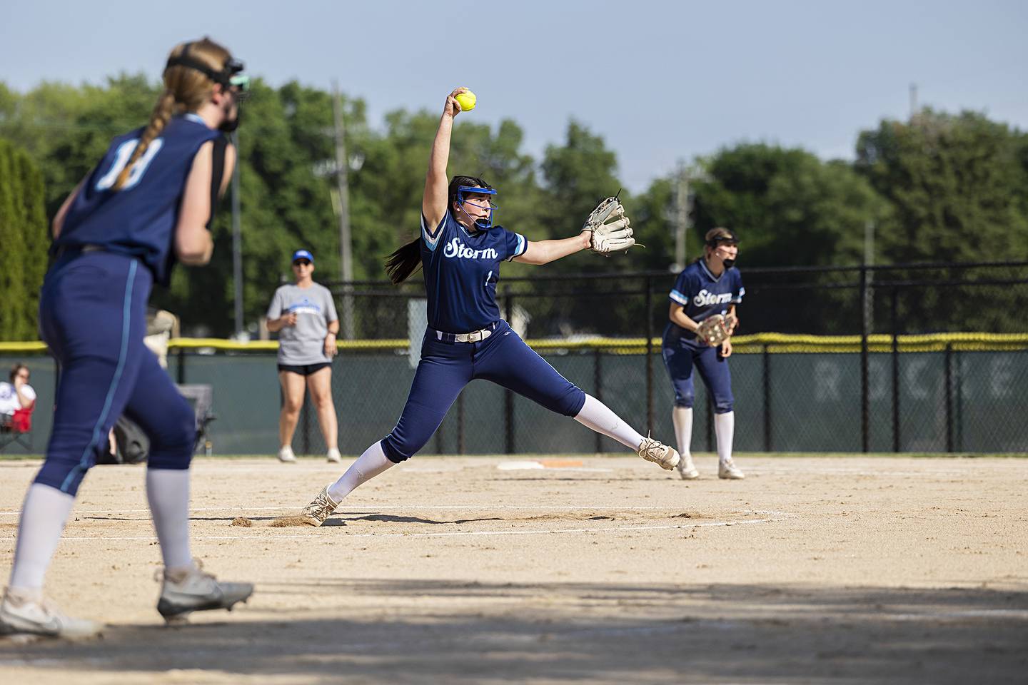 Bureau Valley’s Madison Smith fires a pitch against Princeton Friday, May 17, 2024 at the Class 2A regional semifinals in Rock Falls.