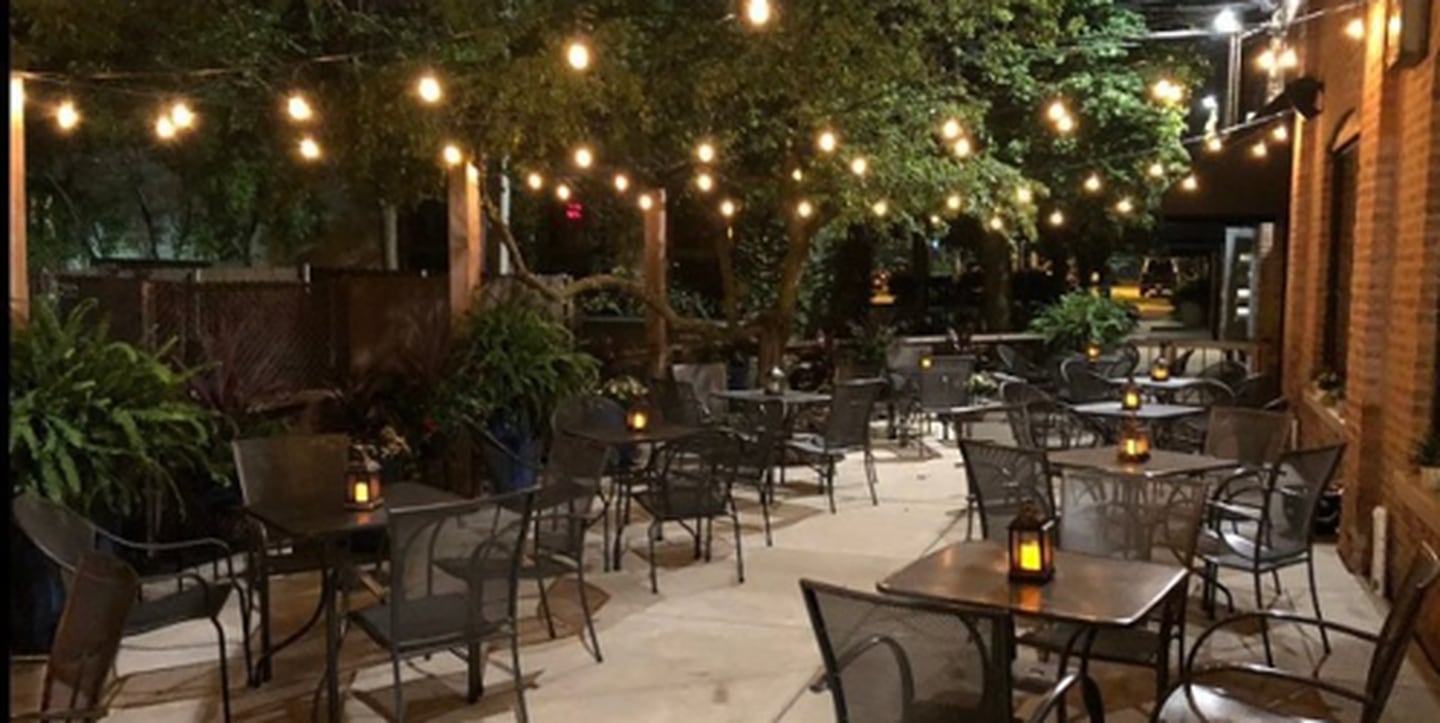 The Wine Exchange offers a romantic patio for their guests.