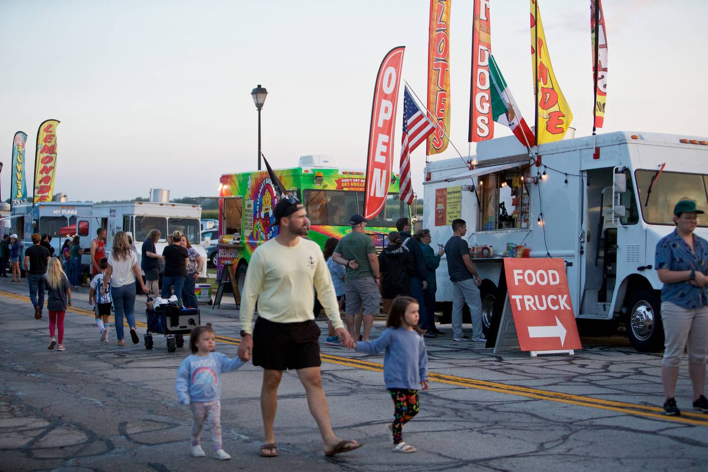 Locals gather for fireworks and enjoy the food trucks at Engstrom Park in Batavia on Saturday, August 5, 2023