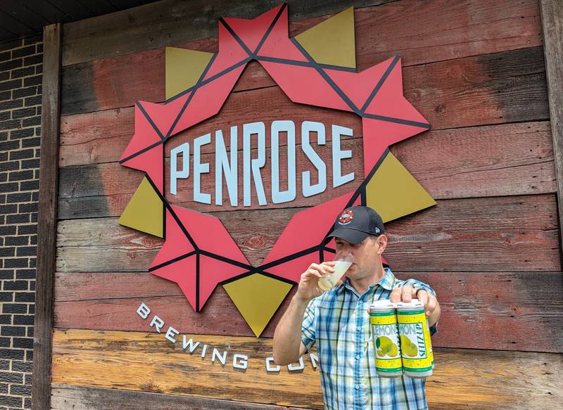 Tom Korder, co-founder and head brewer of Penrose Brewing in Geneva, sips from its new hard seltzer, Lemon Seltz-Up. The hard seltzer just won a Gold Medal from the Beverage Testing Institute. Judges’ commented that it was ‘Fresh, natural tasting lemonade that is pretty dang crushable.’