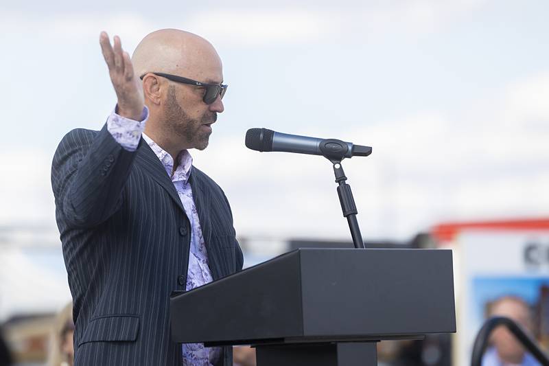 Matt Jacobs, Evolve Hospitality president, speaks during a groundbreaking ceremony for a new Fairfield Inn by Marriott on Wednesday, May 29, 2024. The hotel is being built in Dixon’s Gateway Project site.