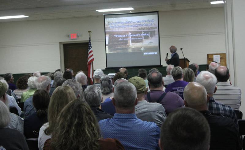 Nearly 150 people attended the Founders Day celebration held Tuesday, April 11, 2023, at Loveland Community House and Museum in Dixon. Tom Wadsworth gave a presentation on the 1873 Truesdell Bridge disaster, in which 46 died and 56 were injured.