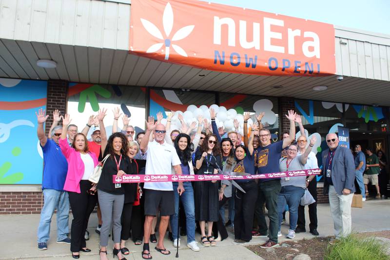 The DeKalb Chamber of Commerce celebrating nuEra Cannabis's opening