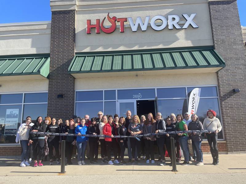 The Sycamore Chamber of Commerce welcoming HOTWORX with a ribbon-cutting