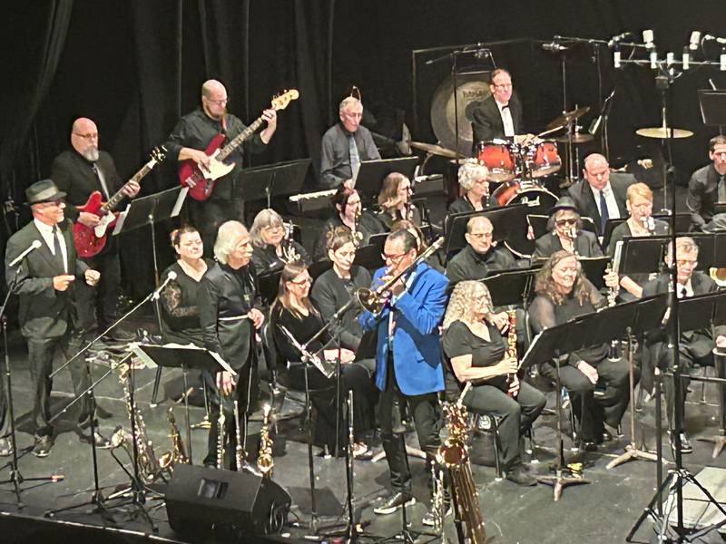 Tom Bones Malone (right) and Blue Lou Marini performed with the Dixon Municipal Band at The Dixon: Historic Theatre on Saturday, March 23, 2024.