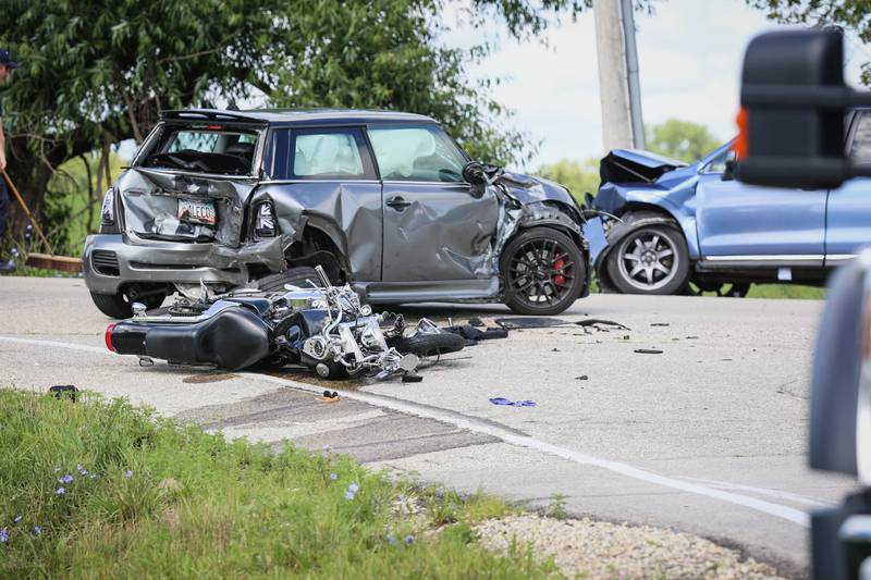 A crash in Huntley involving three vehicles happened Saturday morning along Route 47.