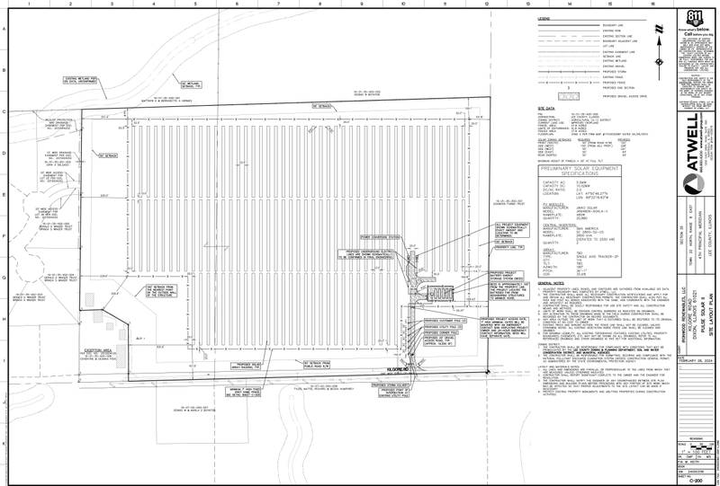 The proposed site layout plan for Pulse Solar II in Palmyra Township just outside Dixon city limits.
