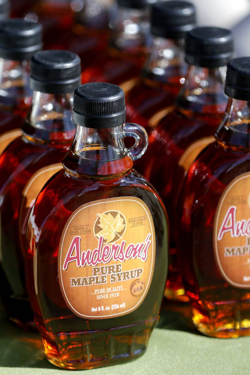 Maple syrup for sale during the McHenry County Conservation District’s annual Festival of the Sugar Maples, at Coral Woods Conservation Area, in Marengo, on Monday, March 11, 2024