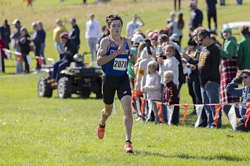 Aurora Central Christian’s Patrick Hilby wins the boy’s 50th Amboy Columbus Day Cross Country Invite Monday, Oct. 9, 2023.