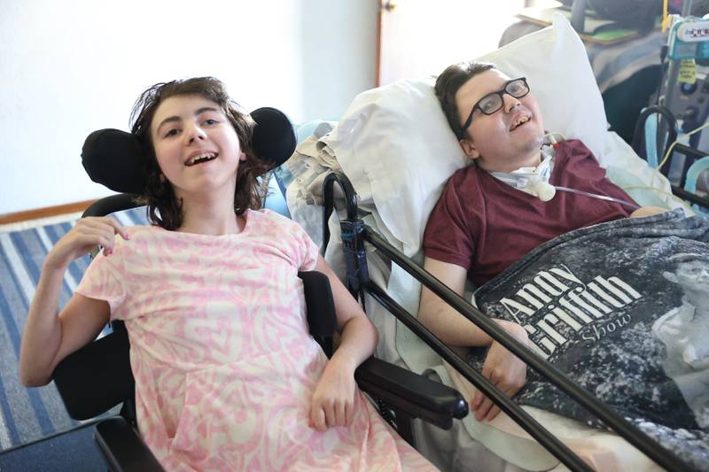 Alyssa Pens and her brother Anthony share a laugh on Monday, March 11, 2024 in Coal City.