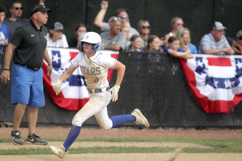 St. Charles North’s Ivy Gleeson runs home during a Class 4A St. Charles North Sectional semifinal against Fremd on Tuesday, May 30, 2023.