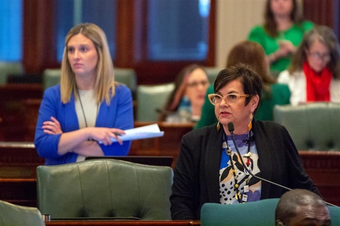 State Rep. Natalie Manley is pictured on the House floor.