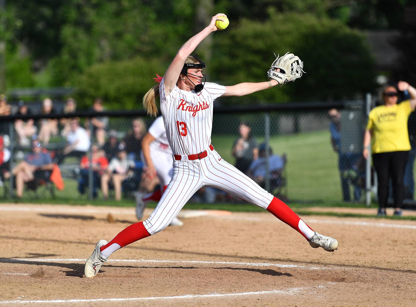 Lincoln-Way Central's Lisabella Dimitrijevic winds up for a pitch during the Class 4A Lincoln-Way Central sectional championship game on Friday, May 31, 2024 at New Lenox.