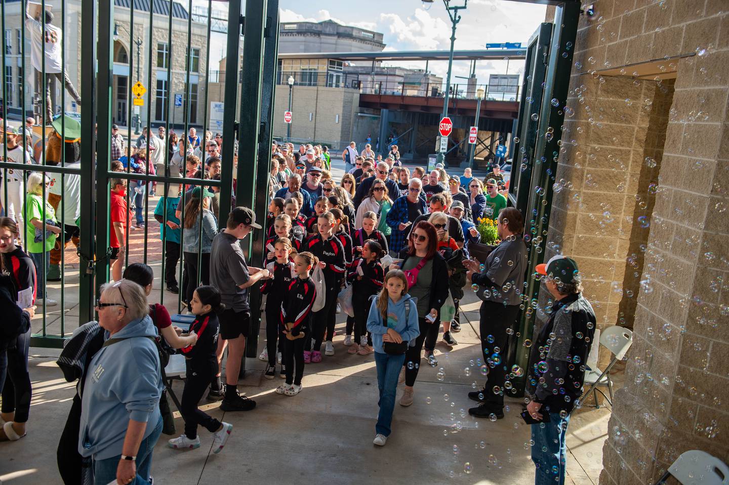 Fans enter through the gates of Duly Health and Care Field for the Joliet Slammers home opener Friday May 10, 2024 at Duly Health and Care Field in Joliet