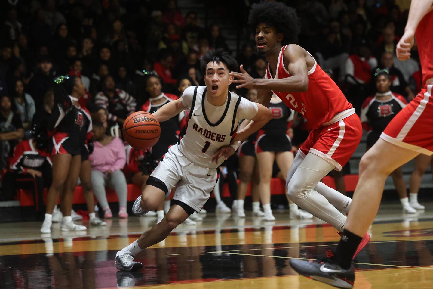 Bolingbrook’s Josh Aniceto drives to the basket against Homewood-Flossmoor on Wednesday, Jan. 31st 2024.