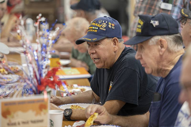 Ray Torres of Sterling chats with some of his fellow veterans Thursday, July 11, 2024 at the senior center. Along with the camaraderie, resource groups are invited to help veterans’ needs.