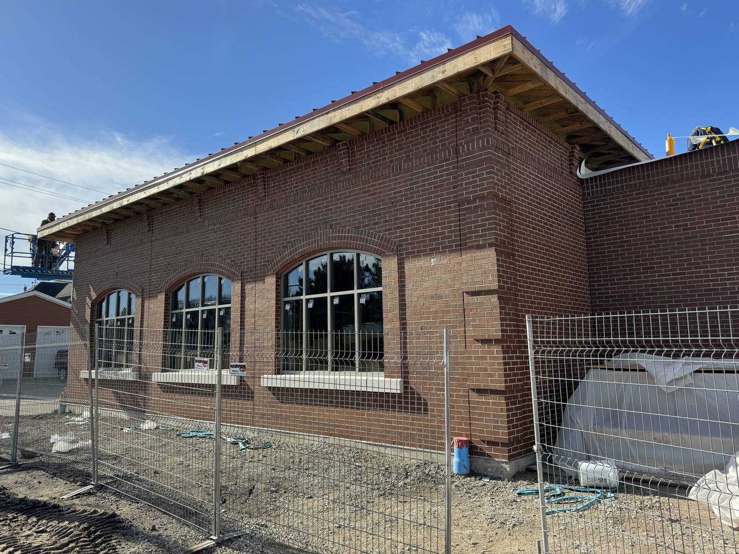 The outside of what will be a viewing room for the 1927 LaFrance fire engine and the 1868 Steamer.