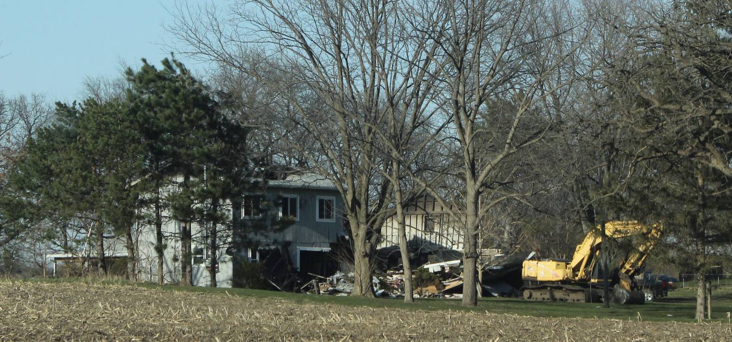 Scene of a two-story residential fire in the vicinity of 1485-1488 Amboy Road in Amboy. Photo taken on Monday April 10, 2023.