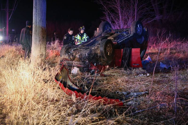 A woman suffers serious injuries from a rollover crash Sunday evening in Woodstock.