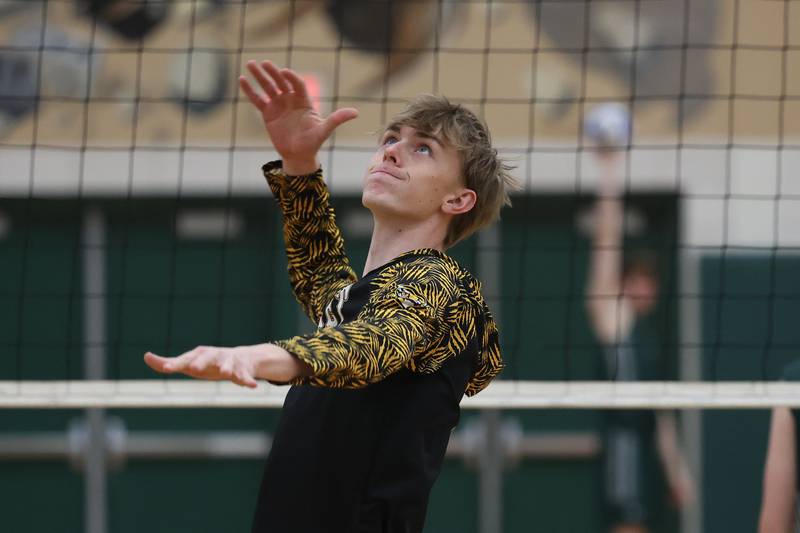 Joliet West’s Landon Brouwer warms up before the game against Plainfield Central on Tuesday, April 23, 2024 in Plainfield.
