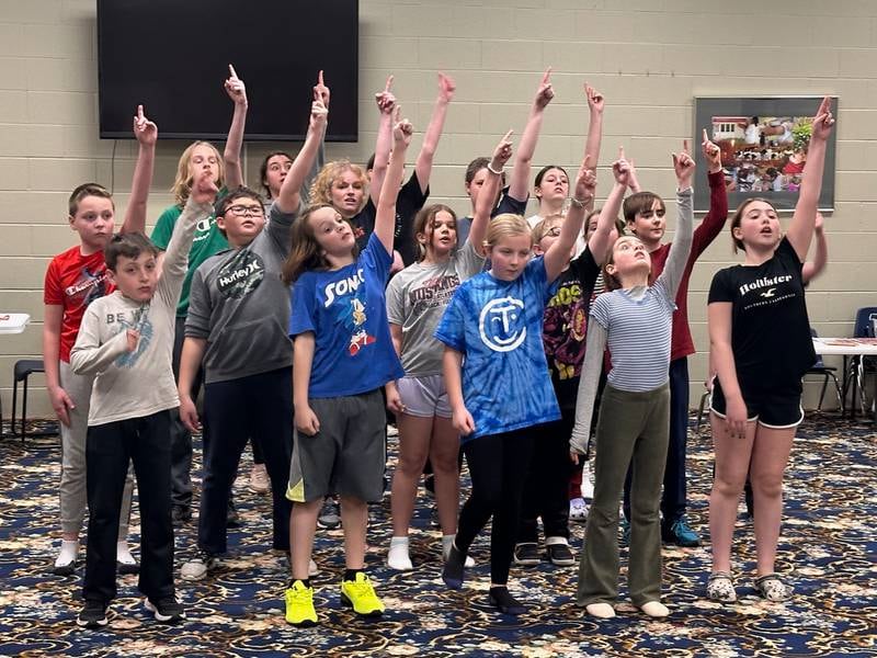 Students, teamed with professional adult actors and crew, rehearse “Diary of a Wimpy Kid: The Musical,” a show so new that Raue Center School For The Arts is one of the very first venues to produce it. 2024