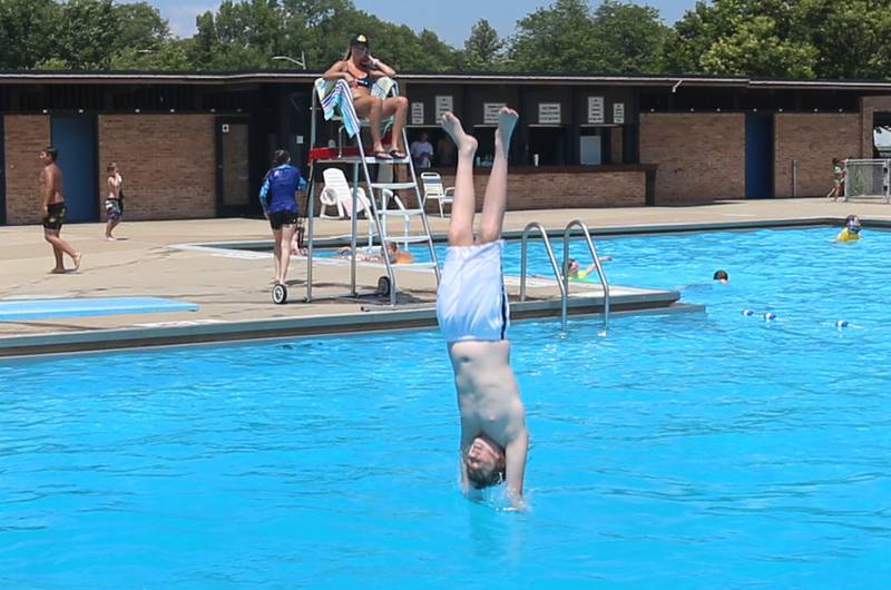 Keegan Campbell dives into the water on Monday, June 17, 2024 at the Oglesby pool.