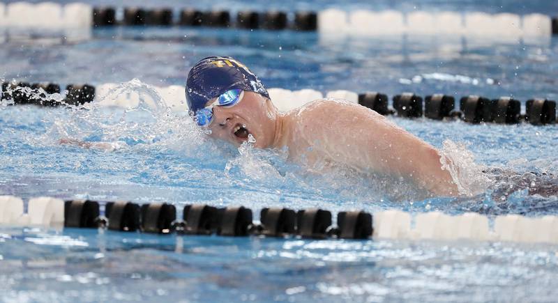 Ryan Eidelman, of Glenbrook South competes in the Boys 200 Yard Freestyle during the IHSA Boys state swim finals Saturday February 25, 2023 in Westmont.