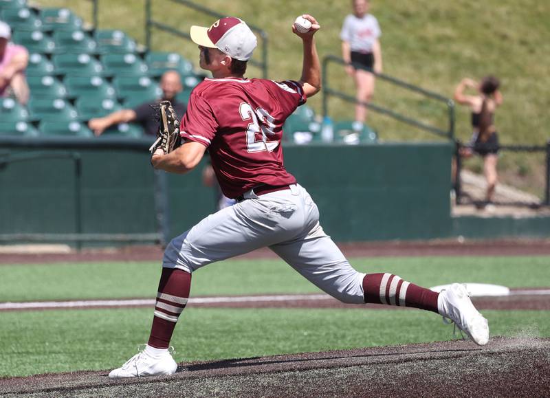 Crystal Lake Central’s James Dreher (left) and teammate Nolan Hollander celebrate after scoring during their Class 3A state semifinal game against Morris Friday, June 7, 2024, at Duly Health and Care Field in Joliet.