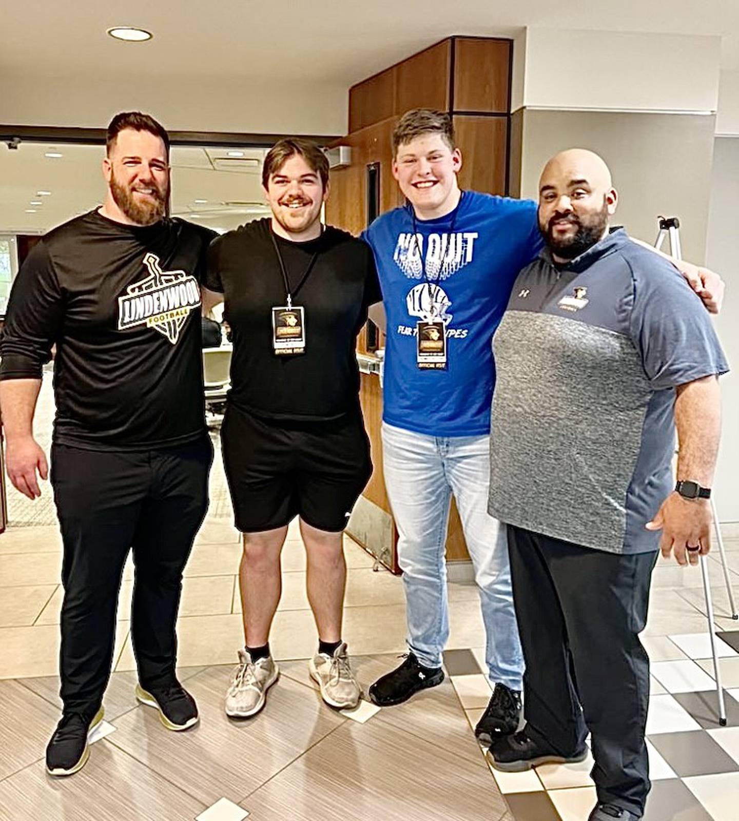 Princeton High School juniors Payne Miller (second from left) and Bennett Williams both were recent guests of Lindenwood University in St. Charles, Mo.