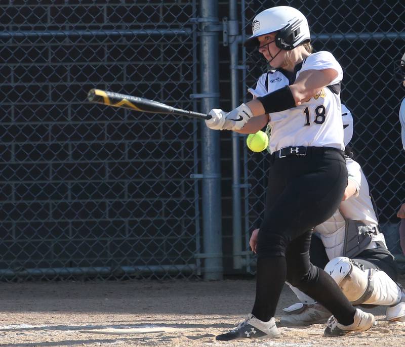 Putnam County's Reise Zeller strikes out swinging against Seneca on Thursday, April 13, 2023 at Seneca High School.