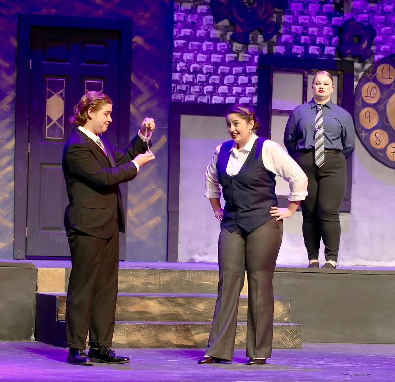 Kaneland High School students Jackson Guidry, Barbara Martinez and Mya McIntire in Failure: A Love Story, during dress rehearsal on Wednesday, Oct. 19, 2022 in Maple Park.