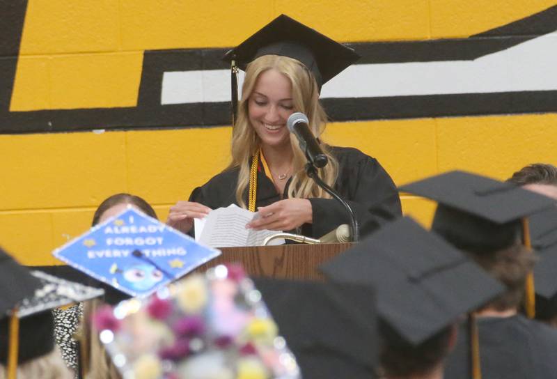 Salutatorian Megan Wasilewski delivers a speech to the Putnam County class of 2024 during graduation on Sunday, May 19, 2024 at Putnam County High School.