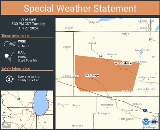 National Weather Service issues ‘special weather statement’ for parts of McHenry County