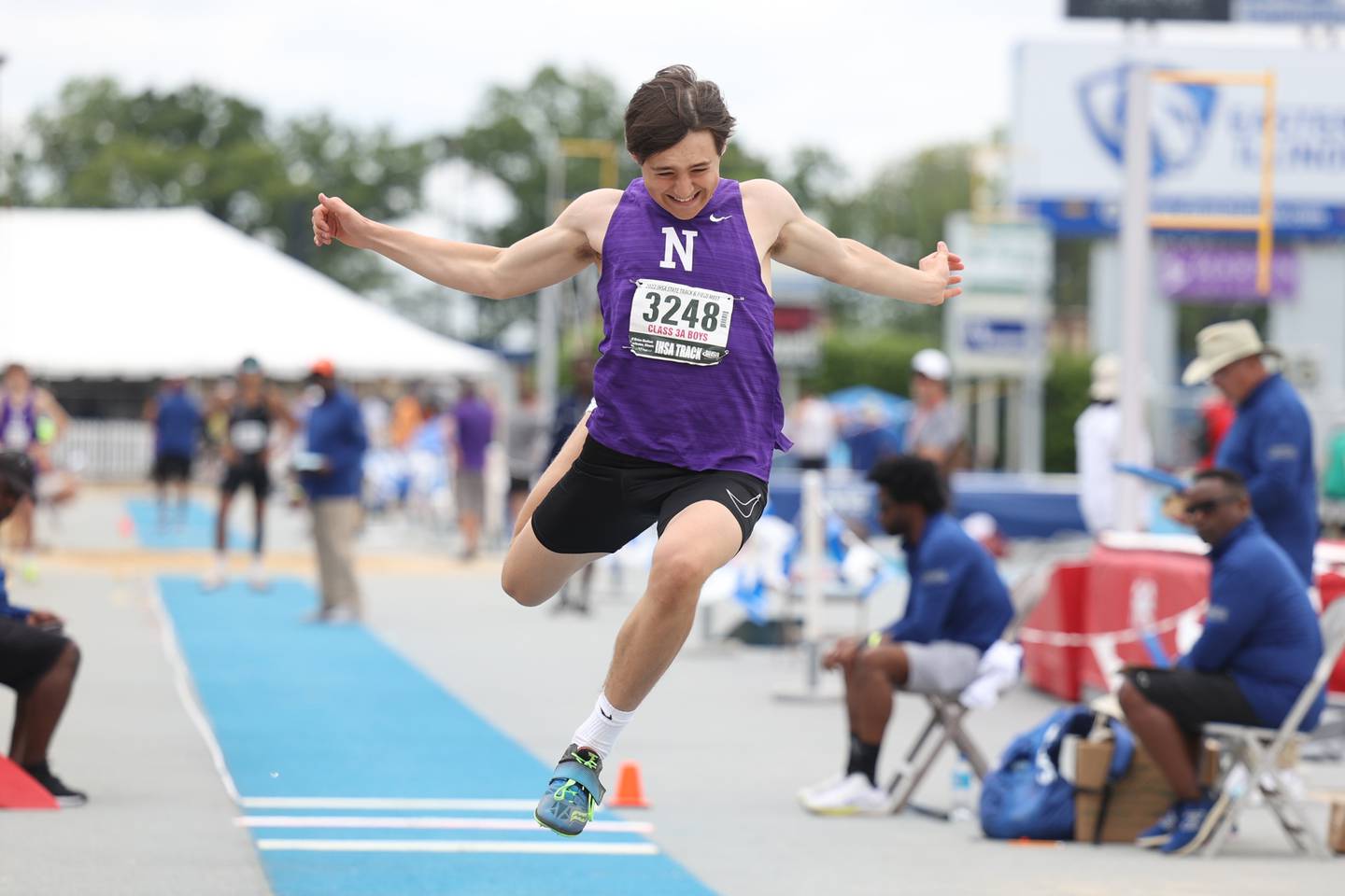 Downers Grove’s Vince Davero competes in the Class 3A Triple Jump State Finals. Saturday, May 28, 2022, in Charleston.